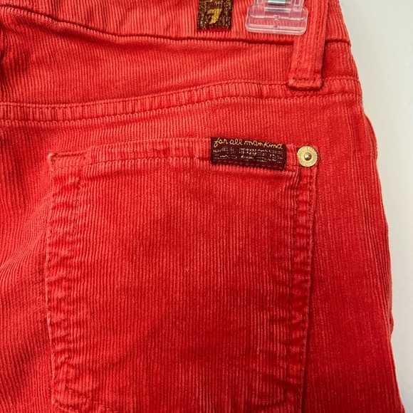 7 for all mankind skinny corduroy red-orange crop jeans sz 26 great condition - Picture 6 of 6
